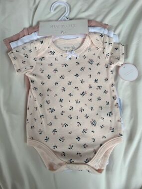 Shabby Chic Baby Girls Short-Sleeve Bodysuits (3-Pack)